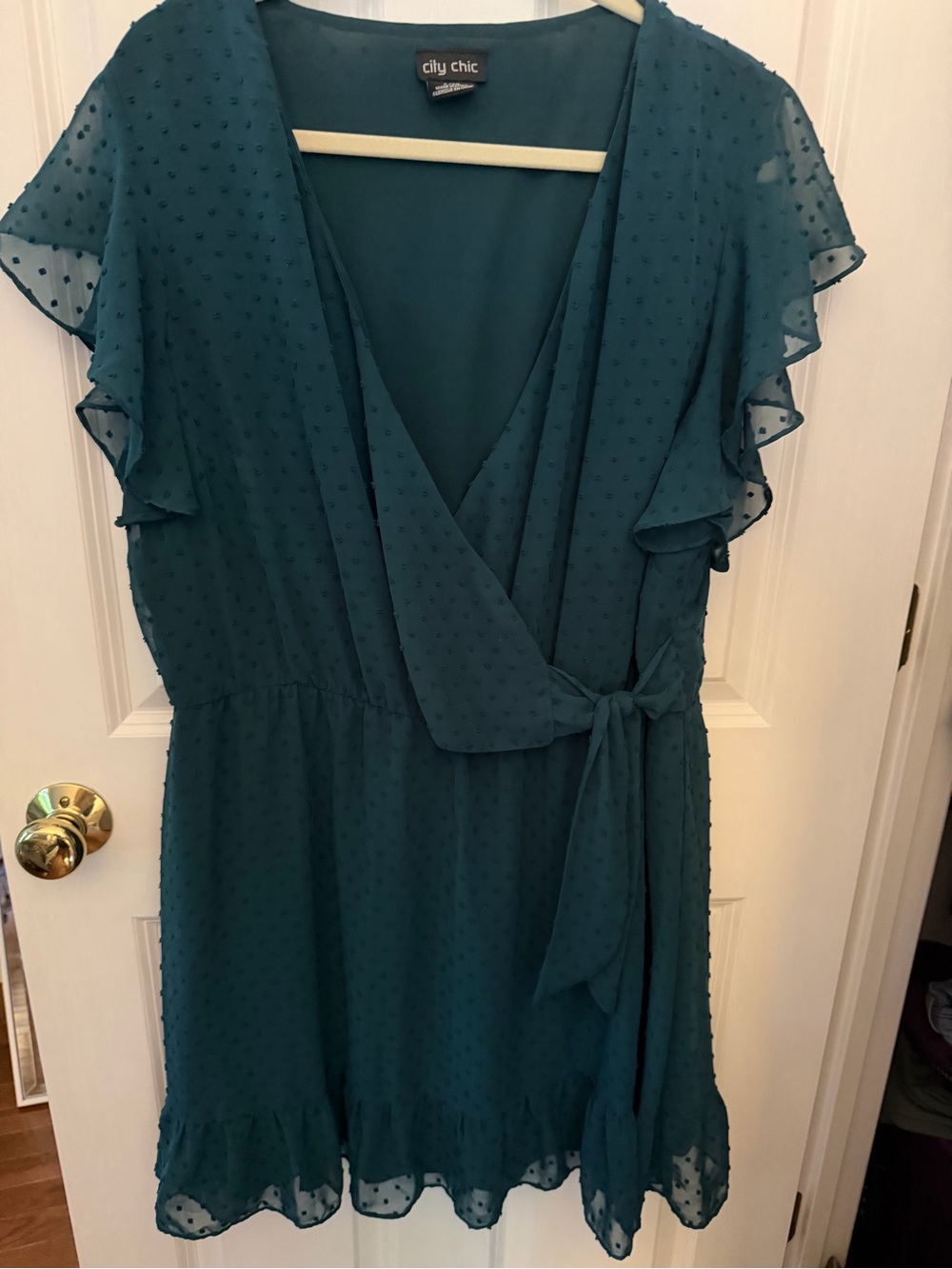 City Chic Dark Green Wrap Dress